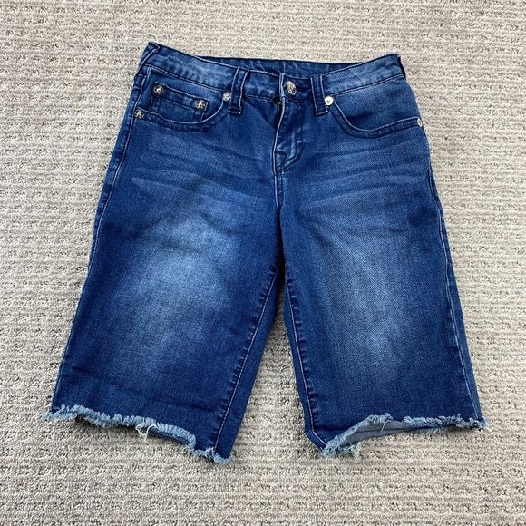 True Religion Jean Shorts Size 14 Boys Blue Denim Cut-Off Short Pants Casual - Picture 1 of 14